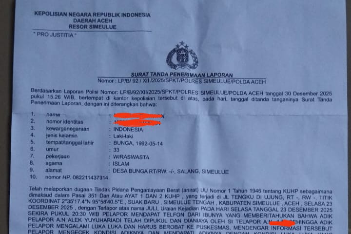 Diduga Lakukan Penganiyaan Berat, Seorang ASN Segera Ditahan Polres Simeulue
